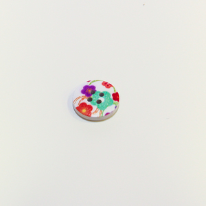 Ξύλινο Κουμπί "Λουλούδια"(2cm)