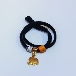 Lycra Bracelet Black with Elephant
