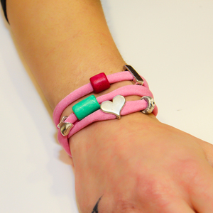 Bracelet Lycra Pink with Beads