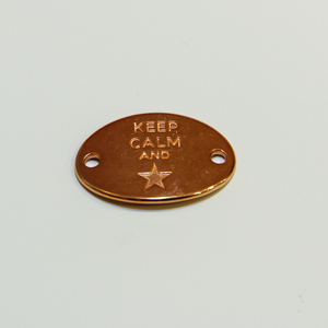 Πλακέτα "Keep Calm" Ροζ-Χρυσό (2x3cm)