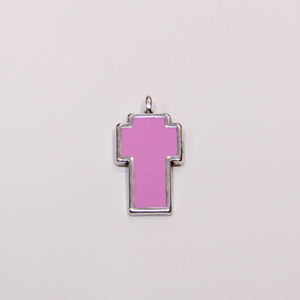 Cross with Pink Enamel (3x1.5cm)