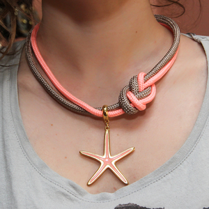 Necklace Knot with "Enamel Starfish"