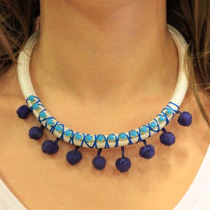 Κολιέ Λευκό με Τυρκουάζ Στρας