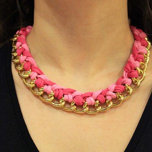 Necklace Chain with Cotton Fuchsia