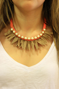 Necklace Knitted Braid Rhinestones