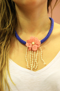 Necklace Knitted Flower Fringes