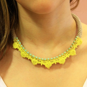Necklace Knitted Lace Rhinestone Chain
