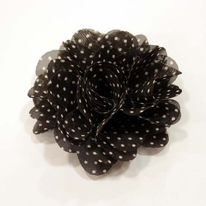 Flower Organdie Black Polka Dots
