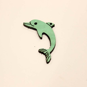Leather Bright Green Dolphin (4.5x2.5cm)