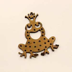 Leather Frog Beige (7x5cm)