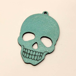 Leather Turquoise Skull 4.5x3cm