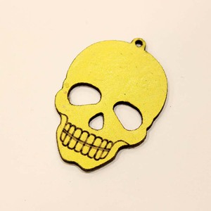 Leather Yellow Skull 4.5x3cm
