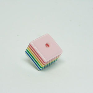 Acrylic Bead Cube Striped (1.2x1.2cm)