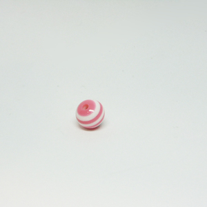Acrylic Bead Striped Pink (10mm)