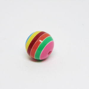 Acrylic Bead Striped Multicolored 10mm