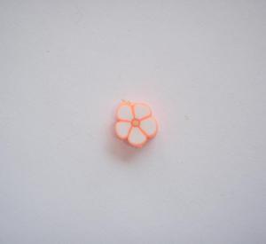Λουλούδι Φίμο Λευκό-Πορτοκαλί (5x5mm)