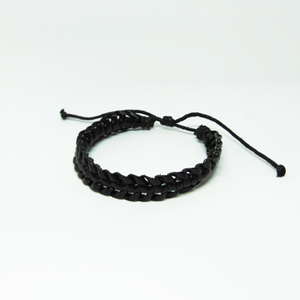 Leather Bracelet "Macrame" Black