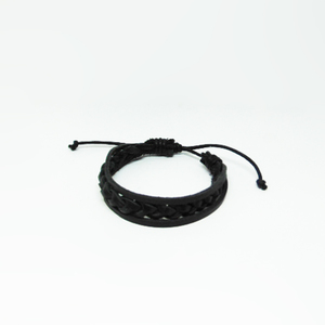 Leather Bracelet "Triple" Black