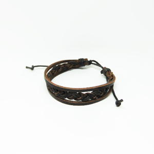 Leather Bracelet Knitting Brown