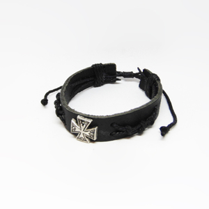 Leather Bracelet Black "Cross"