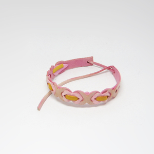Bracelet Leather Pink-Yellow