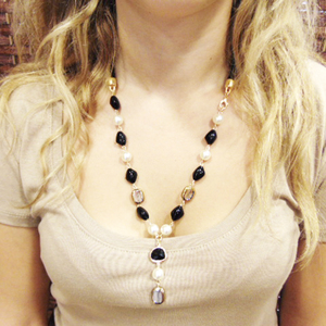 Necklace Beads Cord Black