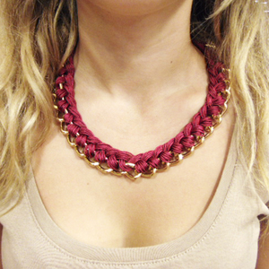 Necklace Knitted Chain Burgundy