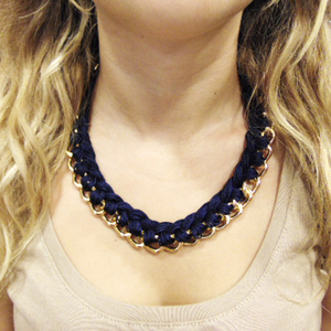 Necklace Knitted Chain Blue