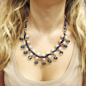 Necklace Chain Blue Crystal