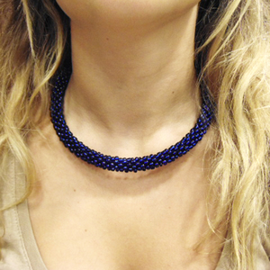 Knitted Necklace "Blue"