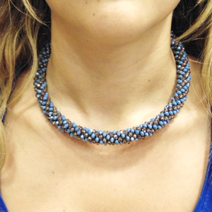 Necklace Wire "Blue-Beige"