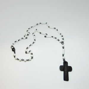 Rosary White Beads Cross