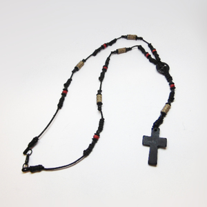 Rosary Black Leather Cross