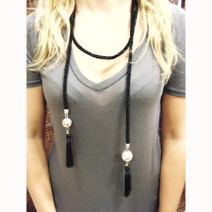 Necklace Black Cord Beads