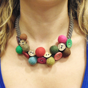 Necklace Twisted Cord Button