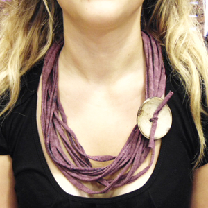 Necklace Cotton Purple Button