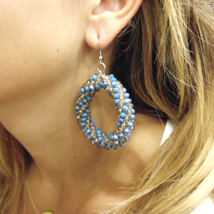 Earrings Beige-Light Blue