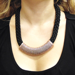 Necklace Knitted Cord Black
