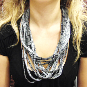 Cotton Necklace "Gray Striped"
