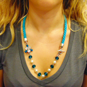 Necklace Metal Pendant Teal