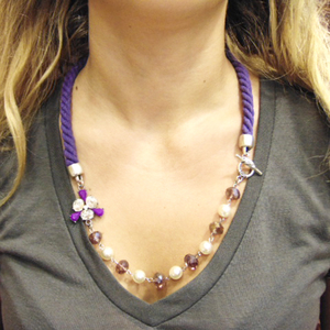 Necklace Metal Pendant Purple