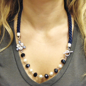 Necklace Blue Metal Pendant