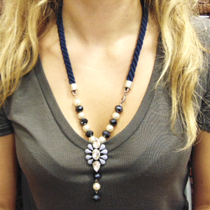 Necklace Metallic Pendant Blue