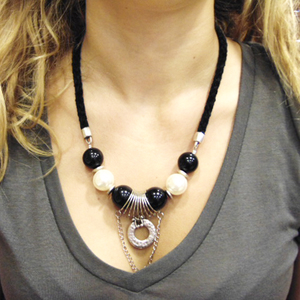 Necklace Silk Black Pearls