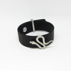 Leather Black Bracelet "Snake"