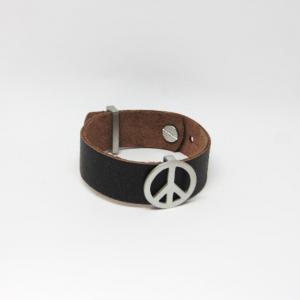 Leather Brown Bracelet "Peace"