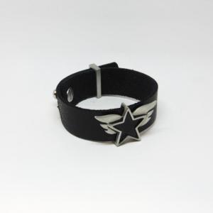 Leather Black Bracelet "Star"