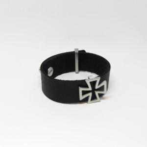 Leather Black Bracelet "Cross"