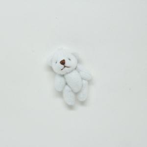 Υφασμάτινο Λευκό "Αρκουδάκι"(4x2.5cm)