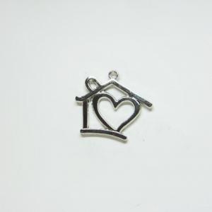Charm Metal House with Heart 2.5x3cm